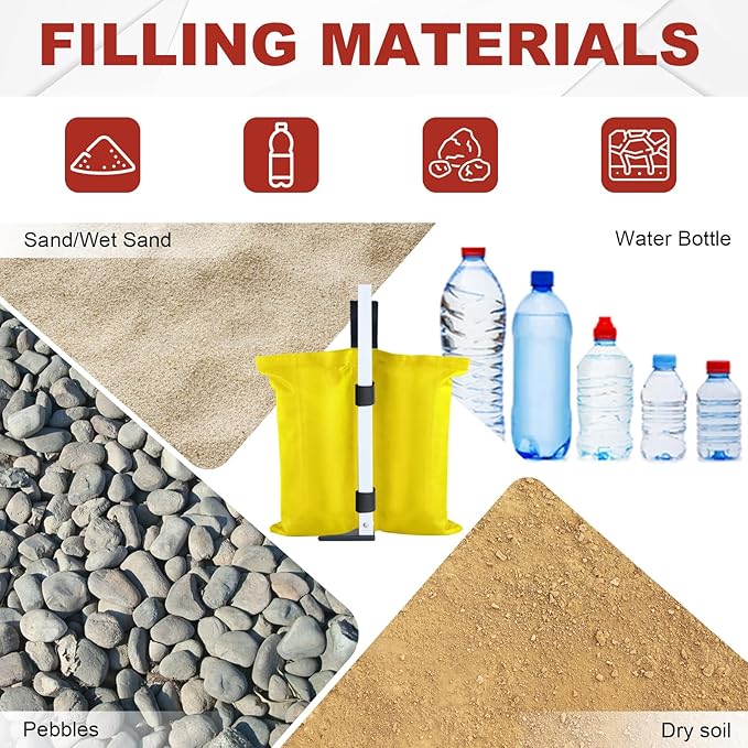 ABCCANOPY Canopy Weights 120 LBS Tent Sand Bags,4-Pack Yellow (Without Sand)
