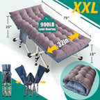 XXL Camping Cot with Mattress Oversize 32" Width Folding Cot Heavy Duty Comfortable Cots for Sleeping Guest Bed with Carry Bag Portable Easy to Set-up for Home Travel Outdoor 79" x 32" x 18"