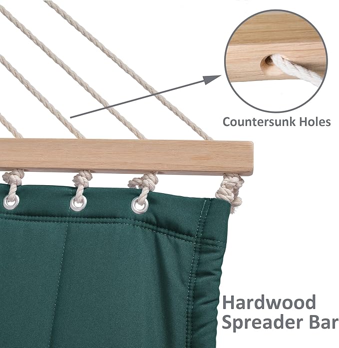 SUNCREAT Hammocks Replacement Hammock for Stand, 475 lbs Capacity, Two Person Backyard Hammock for Outside, Dark Green