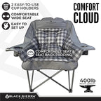 Black Sierra Oversized Camping Chair for Adults – 400 lb Heavy Duty Folding Chair with Cup Holders & Carry Bag