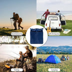 Double Camping Sleeping Pad with Pillow, 2" Memory Foam Camping Mattress 2 Person, 5R Insulated Self Inflating Camping Pad, Air Mattress Inflatable Sleeping Mat for Tent, Backpacking, Hiking (Blue)