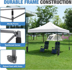NEWBULIG 10x10 FT Pop Up Canopy Easy Up Tents for Camping Parties Events Beach Backyard Portable Outdoor Shelter Heavy Duty Instant Sun Shade with Sand Bags, White