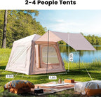 Inflatable Tents for Camping, Blow Up Tent with Hand Pump, Easy Setup Inflatable Hot Tent with Stove Jack, Waterproof Oxford Air Glamping Tents for Camping Adult 4 Person Upgrade Version
