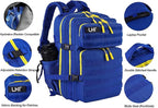 LHI Military Tactical Backpack for Men and Women 45L Army 3 Days Assault Pack Bag Large Rucksack with Molle System - Blue with yellow zipper