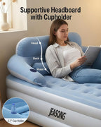 JEASONG Air Mattress Queen with Built in Pump, 20" Raised Blow Up Mattress, Cordless Inflatable Mattress, Air Bed with Headboard, Inflatable Bed Portable Airbed for Camping, Guest, and Home, 700 lbs
