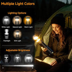 Rechargeable 21000mAh Camping Light, Telescopic Camping Lights, Collapsible Magnetic Camping Lantern with Stand IPX6 Waterproof Flashlights, Camping Lamp for Emergency, Hiking (Black)