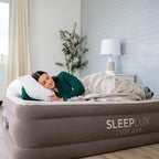 SLEEPLUX Dream Luxury Twin Air Mattress, Built-in Dual Pump, Stays Inflated All Night, 18” Double-High Blow-Up Airbed with Coil Beams, for Guests, RV Camping & Home, 1-Year Warranty