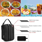 BEIMILY Mini Insulated Lunch Bag for Women Men, Portable Refrigerated Lunch Box,Soft Insulated Tote Cooler Bag for Work Camping Hiking Beach Picnic with Comfort Handle and Removable Hand Strap(Black)