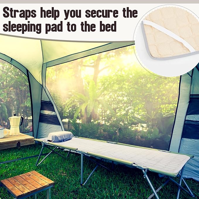 2 Pack Cot Mattress Topper Pad Quilted Foam Camping Single Soft Portable Sleeping Topper with Storage Bag Waterproof Non-Slip Bottom for Camp Cot Rv Bunk Narrow Twin Beds, 75 x 30 Inch
