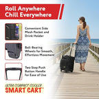 Ultra Compact Cooler Smart Cart with Wheels - Collapsible Insulated Cooler Bag - Foldable Travel Cooler 36 Cans - Leak Proof Trolley - Black