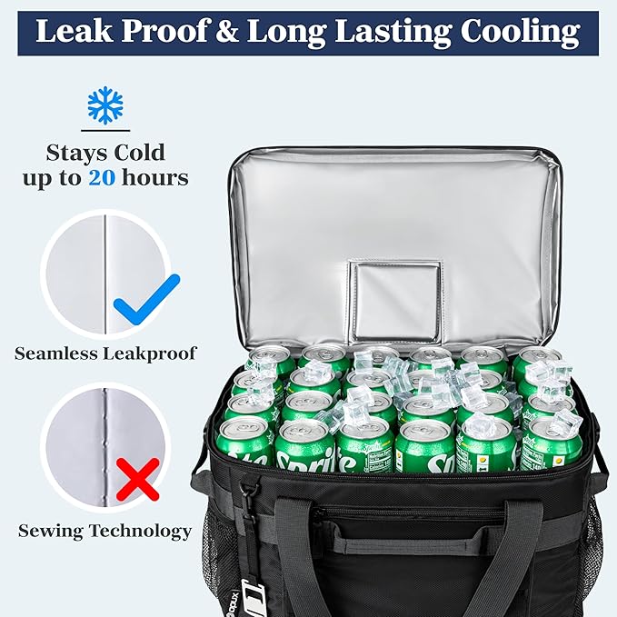 OPUX Cooler Bag, 48/60 Cans Insulated Soft Collapsible Portable Cooler, Soft Sided Leakproof Cooler for Beach Camping with Shoulder Strap, Ice Chest for Travel Road Trip Picnic