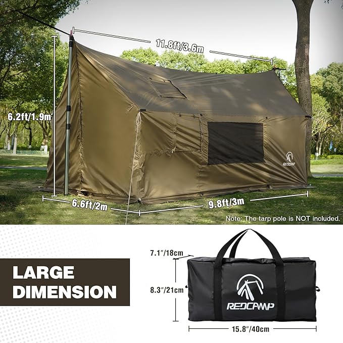 REDCAMP Large Hammock Hot Tent with Stove Jack, Waterproof & Windproof Winter Wall Tent with Snow Skirt, Ultralight 4 Season Tents for Camping, Hiking, Bushcraft, Backpacking, Hunting