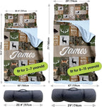 Personalized Toddler Nap Mats for Preschool, Custom Name Kids Sleeping Bag for Daycare, Roll Up Sleeping Mat with Removable Pillow and Soft Dot Minky Blanke for Boys Camping Travel