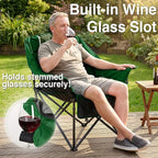 Oversized Camping Chair for Adults - Heavy Duty 400 lbs Padded Folding Chair with Wine Glass Holder, 2 Cup Holders & Side Pockets, Portable Carry Bag for RV, Tailgating, Lawn