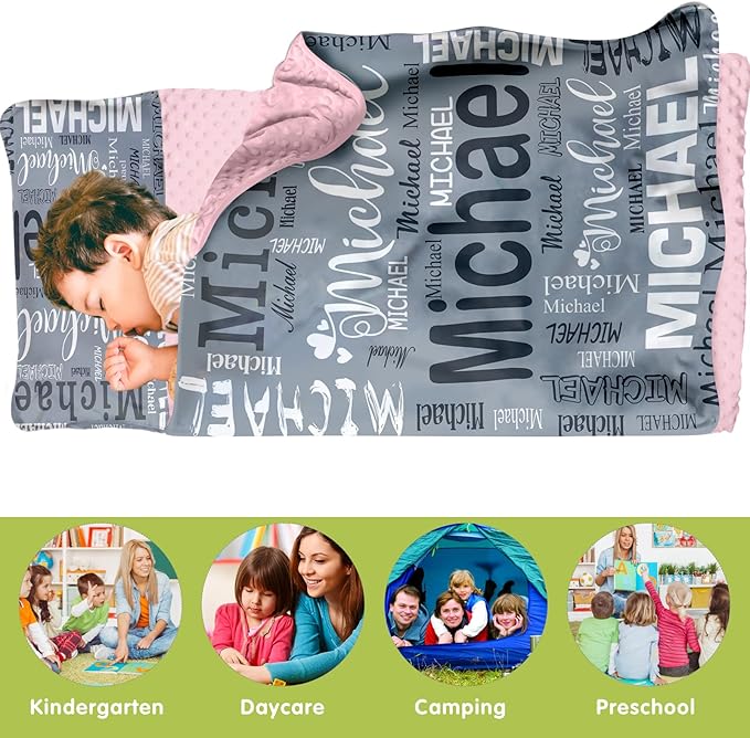 Personalized Toddler Nap Mat for Preschool, Custom Name Kids Sleeping Bag for Daycare, Kindergarten Roll Up Sleeping Mat with Removable Pillow and Soft Blanket, Fun Themes for Boys & Girls