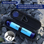 Membrane Solutions 2 Pcs Personal Water Filter Straw with 2 Storage Case Travel Carrying Bag Portable Water Filtration Carrier, Hard Shockproof EVA, for Camping, Hiking, Water Purifier Survival