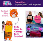 Happy Nappers: Pillow & Sleepy Sack: Large - Tiger Tobi - 66 x 30, 2-in-1: Plush Animal Opens Into Sleeping Bag, Soft Play & Nap Character, Kids 3+