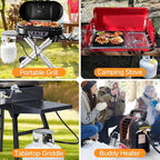 GasSaf 5FT Propane Hose, Propane Adapter 1lb to 20lb Converter, Propane Tank Gas Grill Hose Suitable for Weber Q Grill, Coleman Camping Stove, Buddy Heater and More Portable Grills