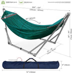Tranquillo Adjustable Collapsible Hammock with Stand – Picnic Hammock Stand and 2 Layered Polyester Hammock Net for 2 Persons with Carry Bag, Peacock
