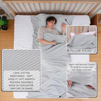 100% Cotton Sleeping Bag Liner with Full Length Zipper on 3 Sides; Single/Double Adult Sleep Sack for Travel & Camping, Multifunctional Travel Sheets (Unzipped 87”x87”) for Hotel, Lightweight