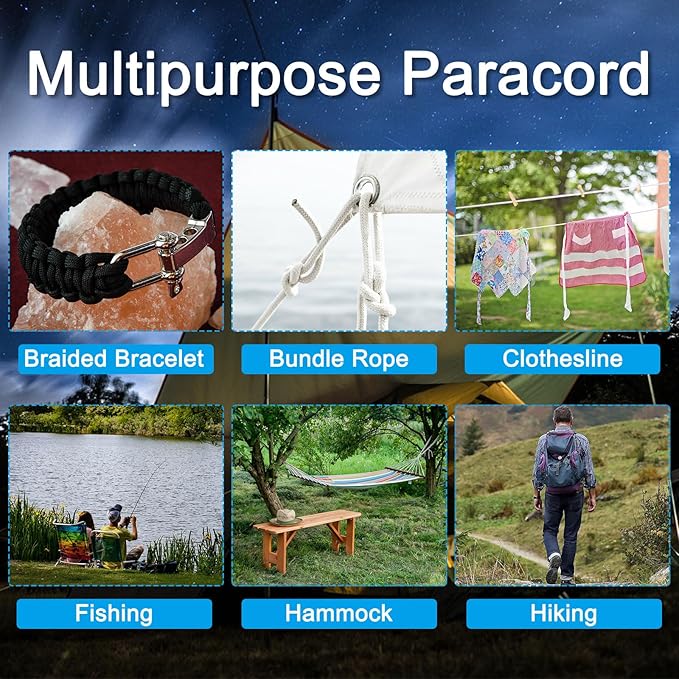 PATIKIL 65 Feet Reflective Guyline Camping Paracord, 3mm Tent Cord Guyline Rope Nylon Paracord Rope for Camping Tent Tarp Hiking Black (20M)