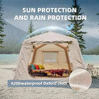 KEIKI Oxford Hot Tent for Camping, 2/3/4/6/8 Person Large Inflatable Tents w/Detachable Canopy, 4 Season Waterproof Tent for Hike Backpacking, Stove Jack AC Port, Mesh Doors Windows, Pump, Easy Setup