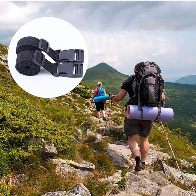 Premium Utility Straps with Quick Release Buckle Adjustable Short Nylon Lashing Straps for Backpack Tactical Lashings Camping Gear Sleeping Bag Mattress and More(Black 4Pcs/6.5ft)