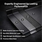 Updated Cast Iron Griddle for Gas Grill, 23" x 16" Large Matte Porcelain Enamel Griddle for Gas & Charcoal Grills, Universal Flat Top Plate with Extra High Sidewalls for Camping, Tailgating, Parties
