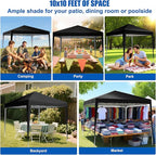 Yesker 10x10 Pop Up Canopy Tent UPF 50+ Waterproof Outdoor Canopy Portable Folding Easy Setup Gazebo Adjustable Height Instant Sun Shade Tent with Wheeled Bag for Events Parties Camping Patio, Black