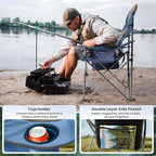 Oversized Camping Chair Heavy Duty- Portable Folding Chair, Cup Holder & Waterproof Phone Case for Adults, Beach, Hiking, Backyard (Blue & Brown, 2 PCS)