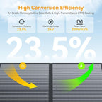 200 Watt Solar Panel IP68 Waterproof ETFE Coating Portable 24V MC4 Output Foldable Solar Panels for Power Stations Solar Generator Camping Off-Grid RV Emergency Backup Hurricane