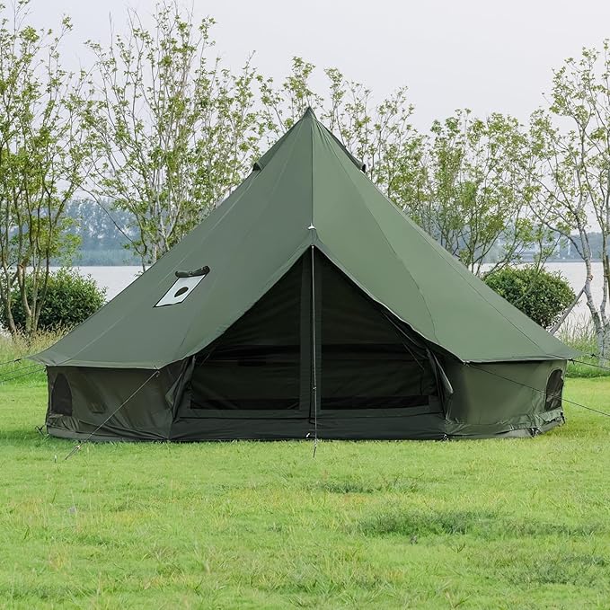 Oxford Bell Tent for Family Camping - Spacious 13.1ft /16.4ft Yurt with Stove Jack, Large Glamping Tents for 4-8 People, 4 Season Oxford Hot Tent Shelter