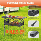 FUNYKICH Folding Camping Table(L32.3''xW15.7''), Aluminum Roll-up Portable Picnic Table with 2 Adjustable Height, Large Storage and Carrying Bag for Picnic, Camping, BBQ, Party, Backyard, Beach