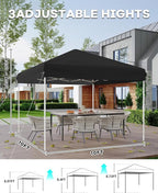 10x10FT Pop Up Canopy, Outdoor Canopy Tent with SandBag & Carry Bag for Commercial Events, Camping, Backyard Parties, Black