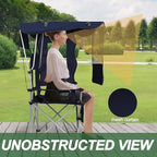 ptlsy Folding Camping Chair with Canopy, Beach Chair with Canopy Shade with Cup Holders, Cooler Bag for Camping, Fishing, Beach, Sports and Concert (Navy)