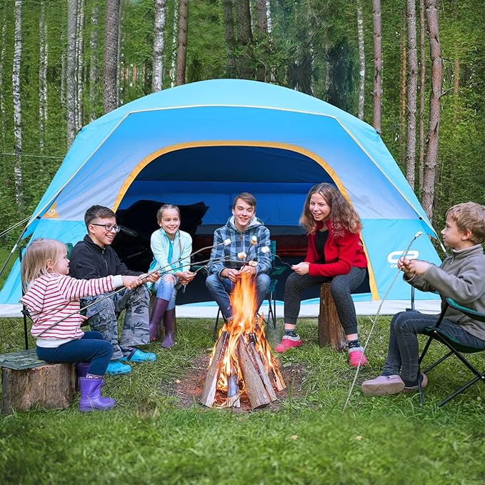 Tents for Camping 6 Person Tent Waterproof Windproof Double Layer Family Camping Tent, Easy Setup Dome Tent with Large Mesh Windows & Wider Door for Outdoor Camping & Hiking