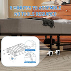 Folding Bed with Mattress, Portable Foldable Bed on Wheels for Adults, Memory Foam Mattress and Metal Frame, Space Saving Roll Away Beds for Easy Storage