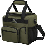 MIER Large Lunch Box for Men Women Adult Insulated Soft Sided Cooler 24 Can Leakproof Lunch Bag Collapsible for Work Travel Camping Beach, 15L (Army Green-No Luggage Strap)