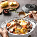 28 Pcs Disposable Aluminum Pot with Lid Round Foil Pans for Cooking, Baking, and Heating Food Container for Vacation, Camping, and Party Supplies (33.8 oz)