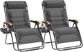 PHI VILLA XXL Oversized Padded Zero Gravity Chair Set of 2, Foldable Patio Recliner, 30" Wide Seat Anti Gravity Lounger with Armrest and Cup Holder, Support 400 LBS (Light Gray)