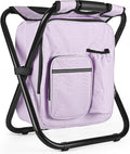 Kikerike Backpack Stool Cooler Chair Heavy Duty 300 LBS Max Load Portable Lightweight Stool Backpack Folding Fishing Cooler Seat for Camping Hunting Fishing - Pale Amethyst