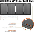 Portable Solar Generator, 300W Portable Power Station with Foldable 60W Solar Panel,110V Pure Sine Wave 280Wh Battery Power Pack with USB DC AC Outlet for Camping Smart Devices RV Van Outdoor-Orange