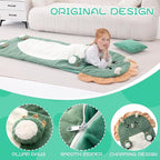70" 4.2lbs Dinosaur Thickened Kids Nap Mat for Preschool, Daycare,Kindergarten,Soft Washable for Boys and Girls, 2-in-1 Stuffed Animals Sleeping Bag and Pillow, Sleep Sack for Toddlers