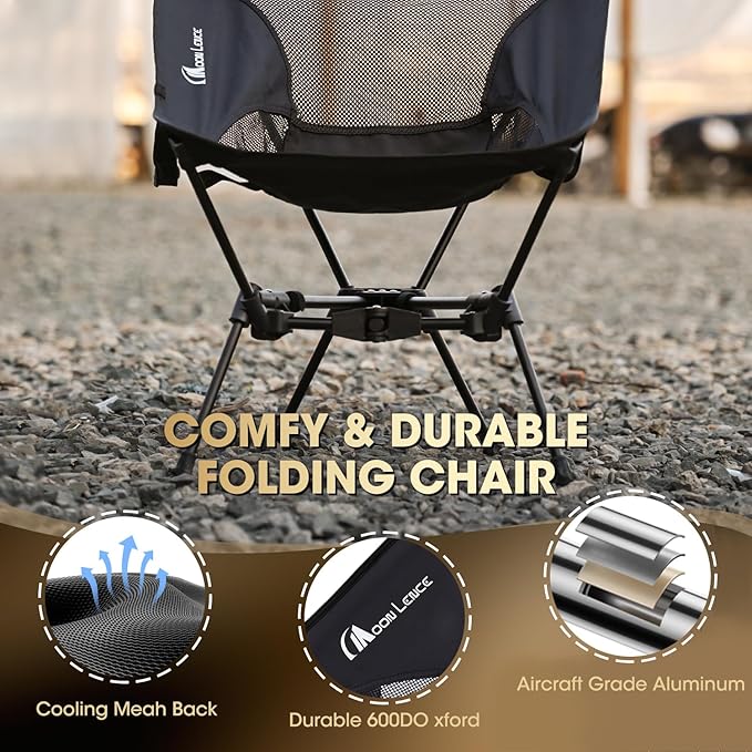 MOON LENCE Portable Camping Chair Backpacking Chair - The 4th Generation Ultralight Folding Chair - Compact, Lightweight Foldable Chairs for Hiking Mountaineering, Beach (Orange-2Pack)