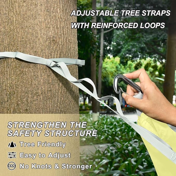 Champagne Yellow Camping Hammock Camping Gear with 2 Tree Straps, Beach Hammock Portable 114" x 54"