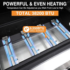 4 Burner Gas Grills Outdoor Cooking Propane Gas Grill BBQ Grill Portable Barbecue Grills with Cast Iron Grate, Pan and Folding Side Table 40000 BTU Output Easy-Clean