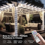 ICRGB Solar Rope Lights Outdoor, 39FT 100 LED Solar Rope Lights,IP67 Waterproof, 8 Modes, Outdoor Patio Porch Tree Wedding Christmas Pool Garden Decorative (Cool White, 39FT)