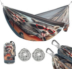 Cute Raccoons with Glasses Camping Hammock Single Portable Hammocks 330 lbs Capacity with 2 Tree Straps and Attached Carry Bag,Perfect for Outdoor,Indoor,Beach,Camping,Travel
