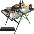 REDCAMP Folding Grill Table for Outside, Portable Metal Aluminum Outdoor Grill Table with Adjustable Height Pull-Out Square Tube Legs, Great for Camping Picnic Cooking BBQ, 36" L x 24" W
