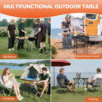 FUNYKICH Folding Camping Table(L19.9''xW16.1''), Aluminum Roll-up Portable Picnic Table with 2 Adjustable Height(17.3'' & 27.6'') for Picnic, Camping, BBQ, Party, Backyard, Beach